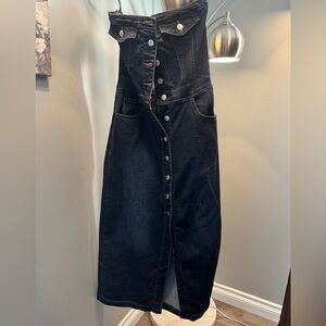 Dark Denim Button-Down Midi Dress